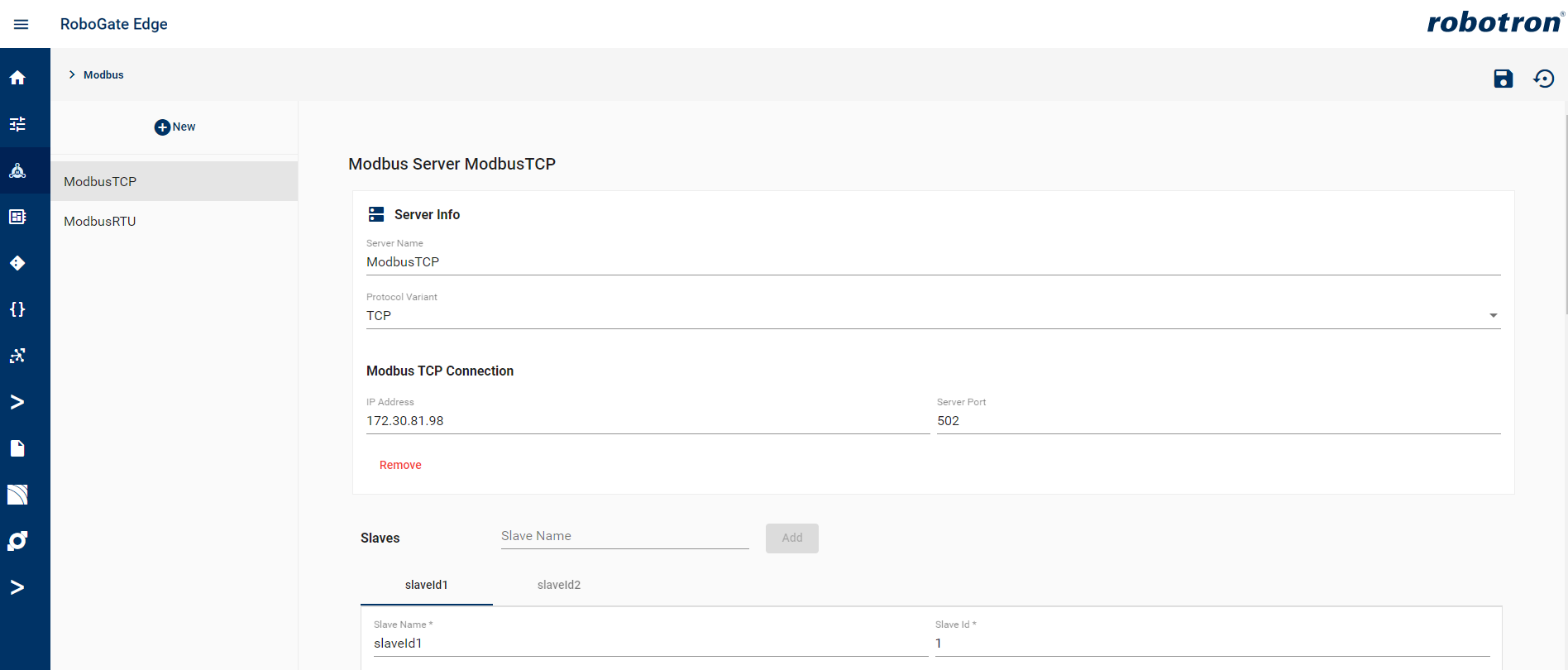 modbus addServer