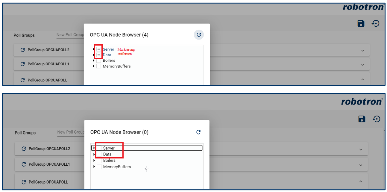 opcua delete node browser