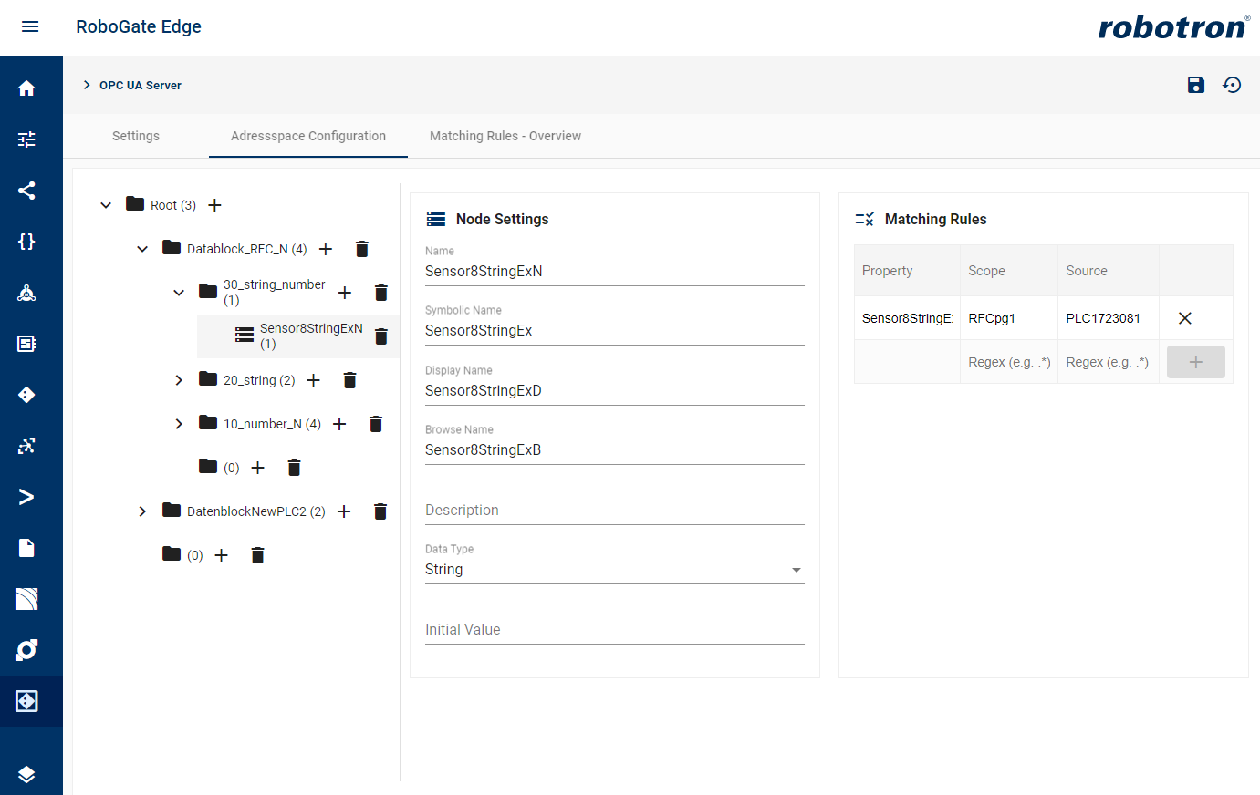 opcua server adressspace node