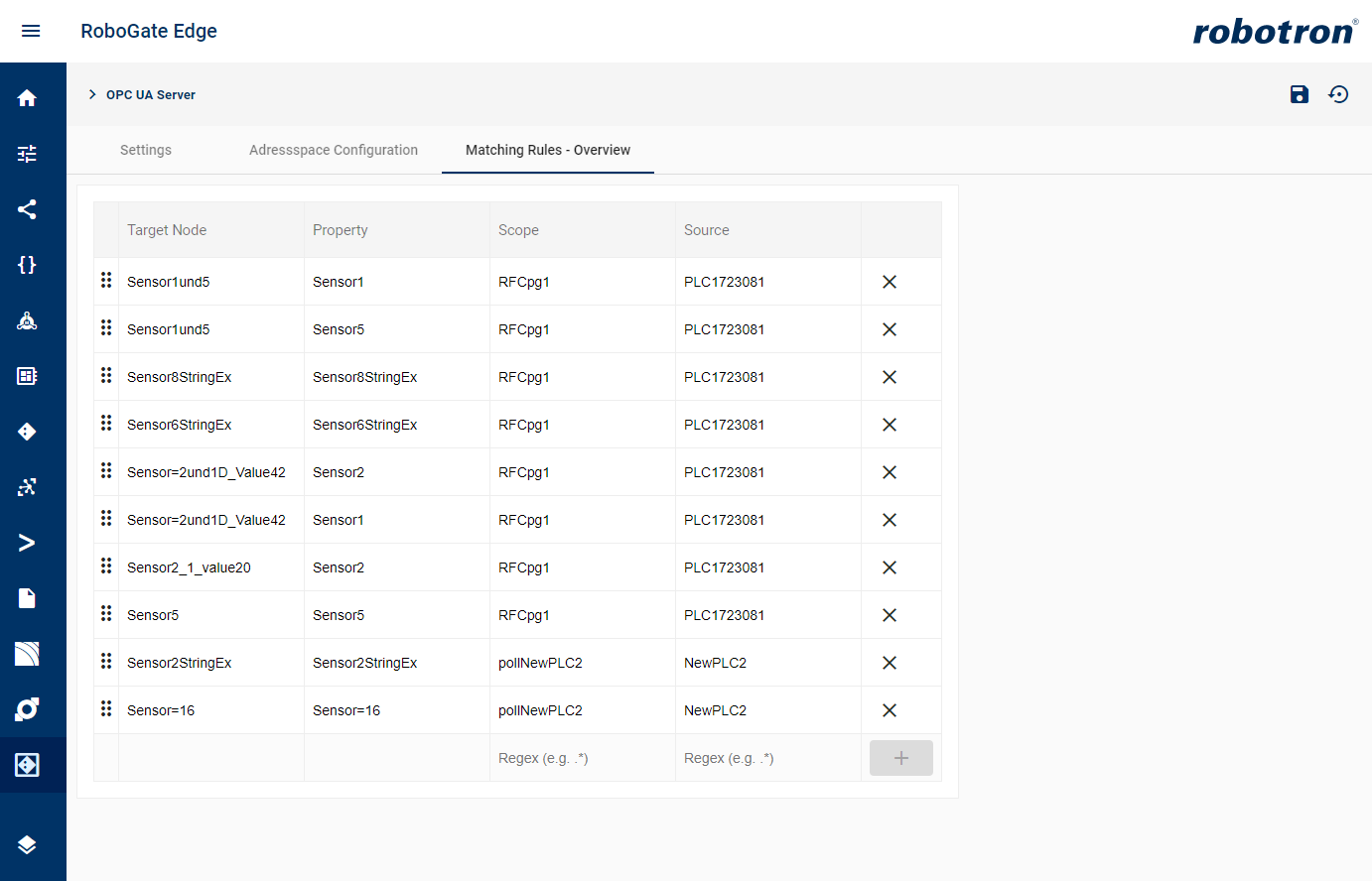 opcua server matching