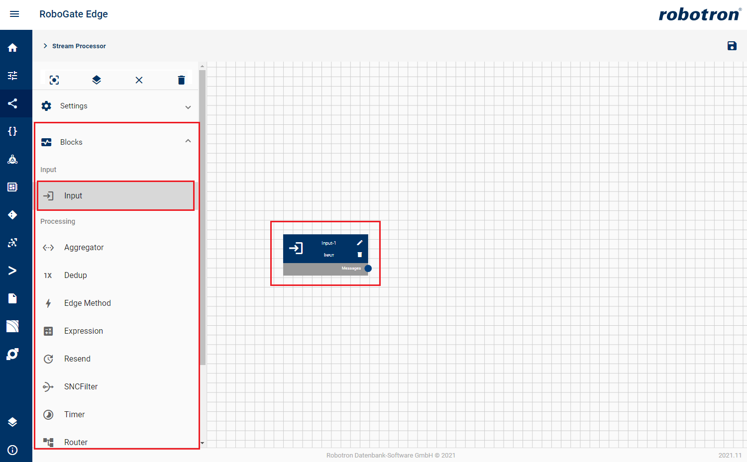 streamprocessor input block