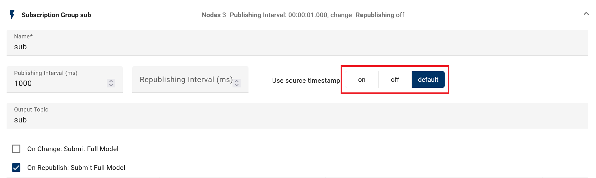 opcua node SourceTimestamps