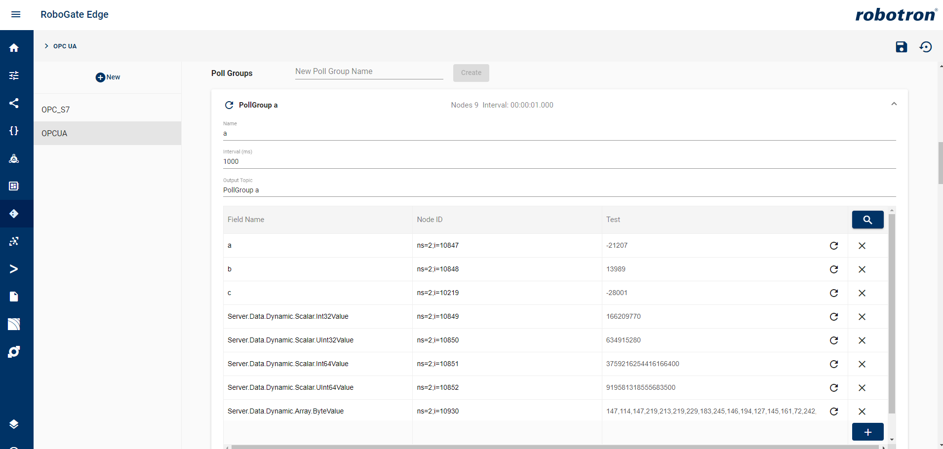 opcua poll config